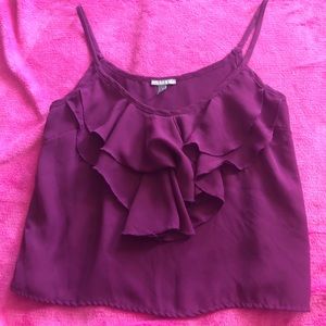 burgundy tank top with front design